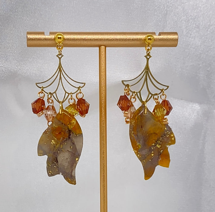 Orecchini D'Ambra Foglia