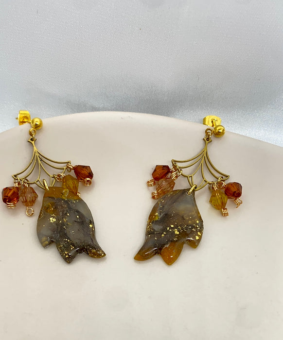 Orecchini D'Ambra Foglia