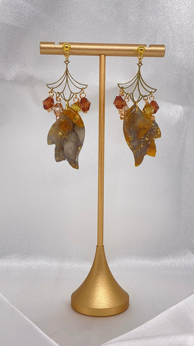 Orecchini D'Ambra Foglia