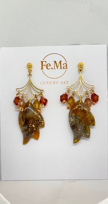 Orecchini D'Ambra Foglia