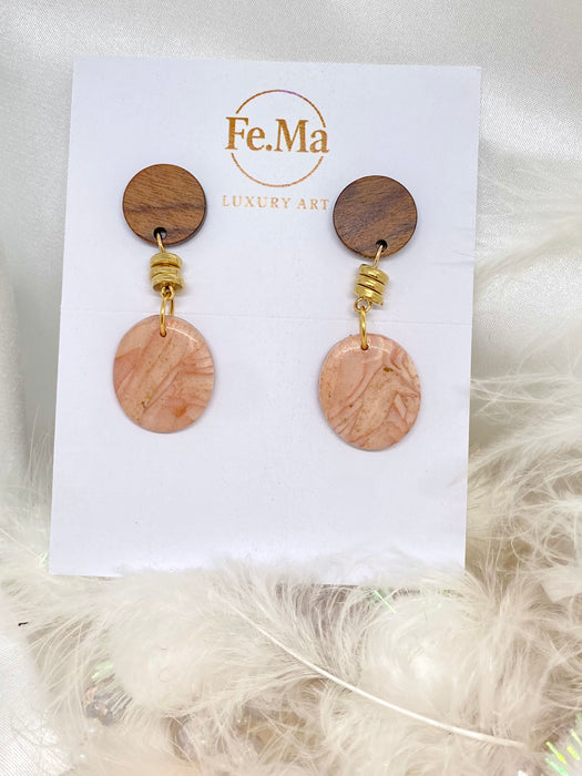 Orecchini Roseus Aurum Legno e Rosa