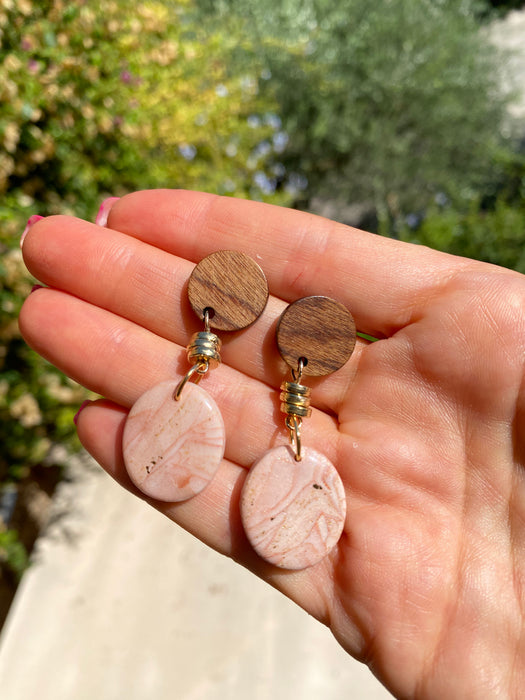 Orecchini Roseus Aurum Legno e Rosa