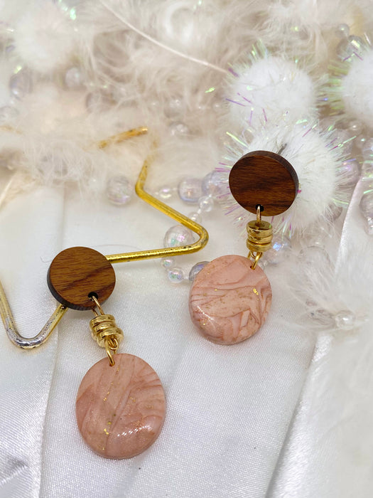 Orecchini Roseus Aurum Legno e Rosa